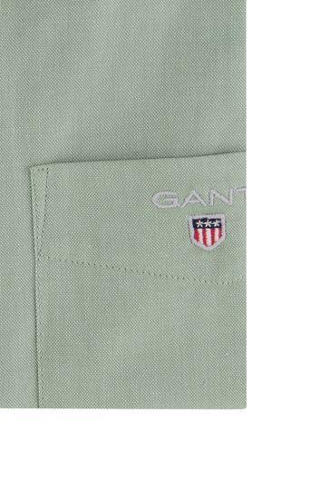 casual overhemd korte mouw Gant groen effen katoen normale fit 