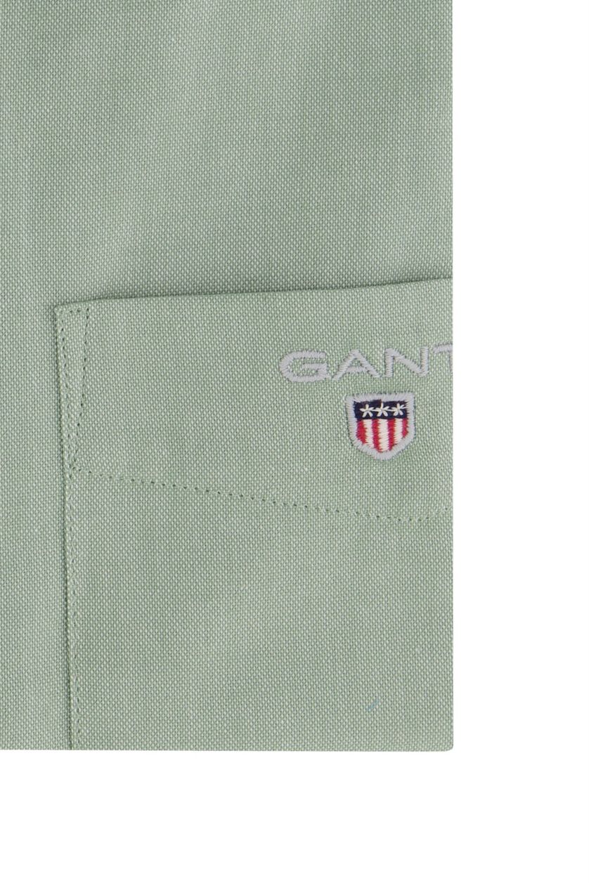 Gant casual overhemd korte mouwen groen effen katoen normale fit