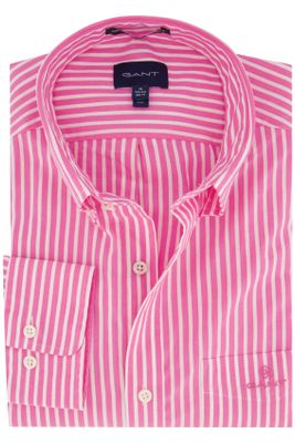 Gant casual overhemd Gant roze gestreept katoen normale fit 