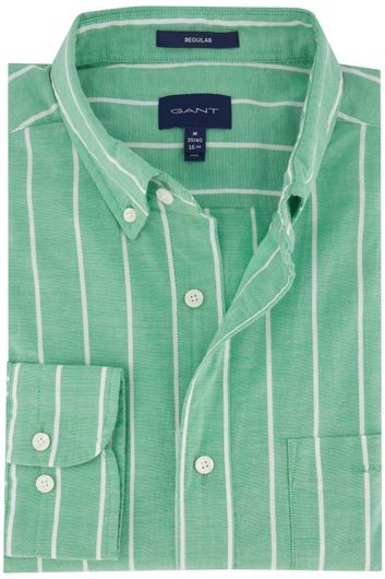 Gant casual overhemd normale fit groen gestreept katoen