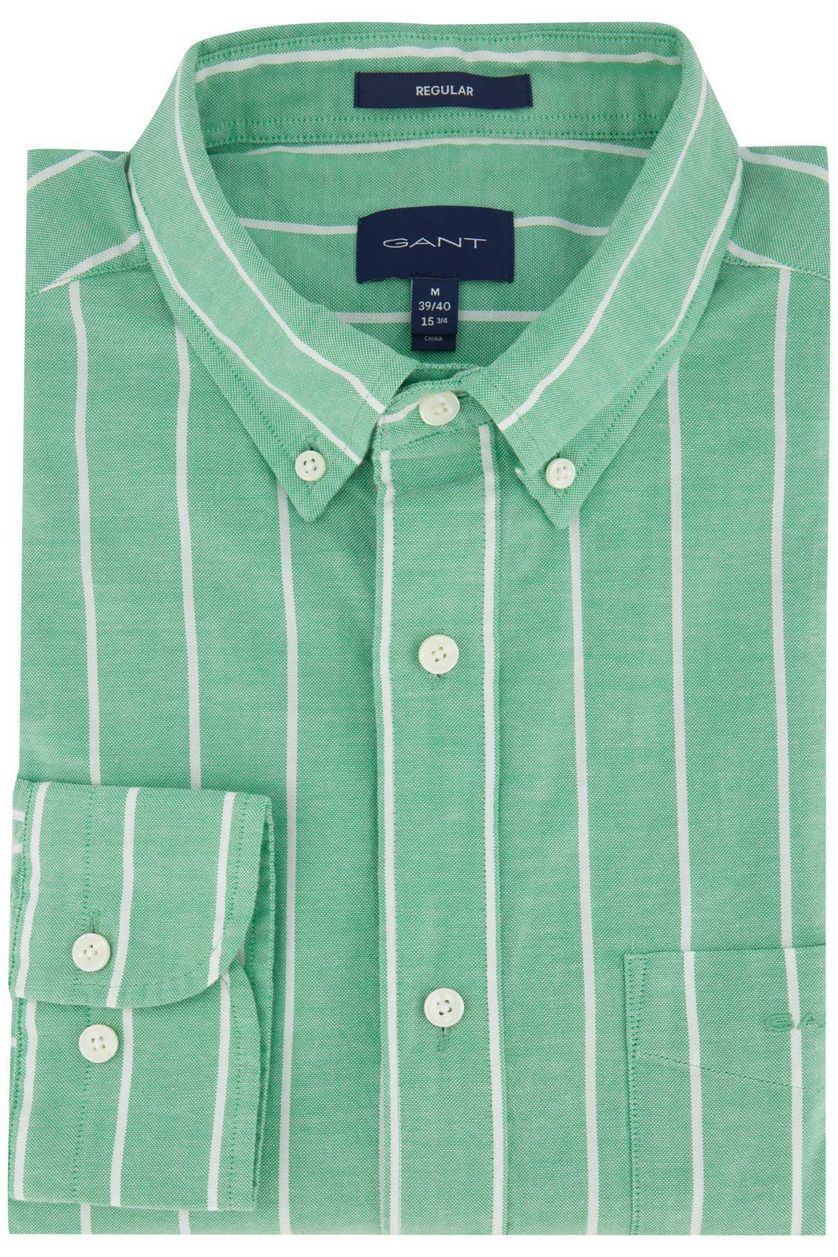 Gant overhemd button-down groen gestreept regular fit