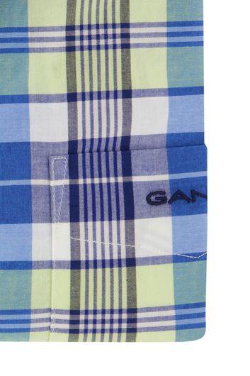 Blauw geruit Gant casual overhemd normale fit katoen