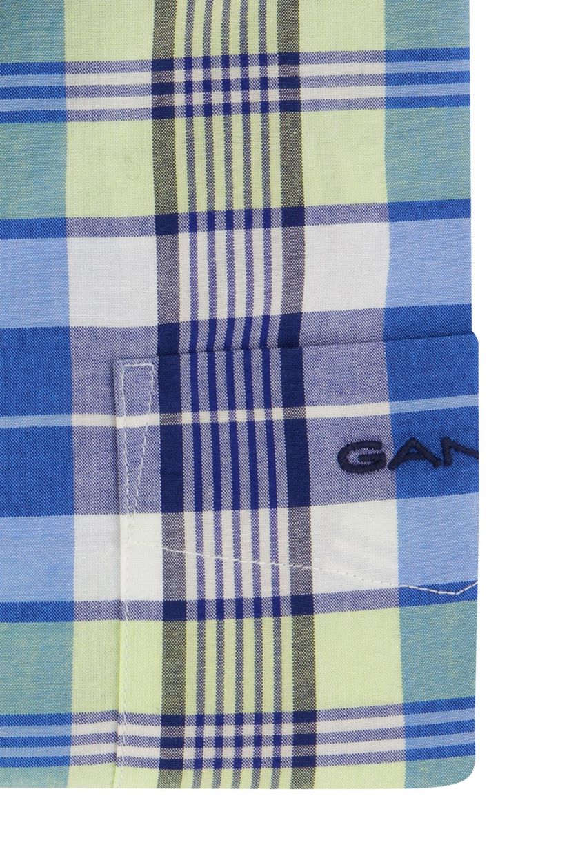 Overhemd Gant blauw geruit katoen normale fit