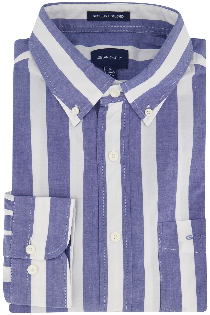 Gant casual overhemd regular blauw wit gestreept katoen wijde fit