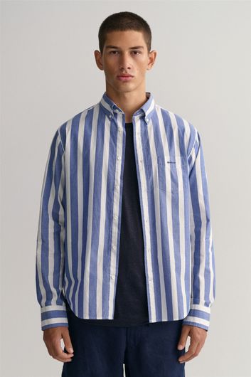 Gant casual overhemd normale fit blauw gestreept katoen