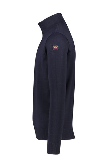 Paul & Shark trui opstaande kraag donkerblauw uni 100% merinowol