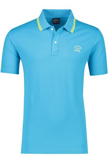 Paul & Shark polo wijde fit blauw effen gele logo