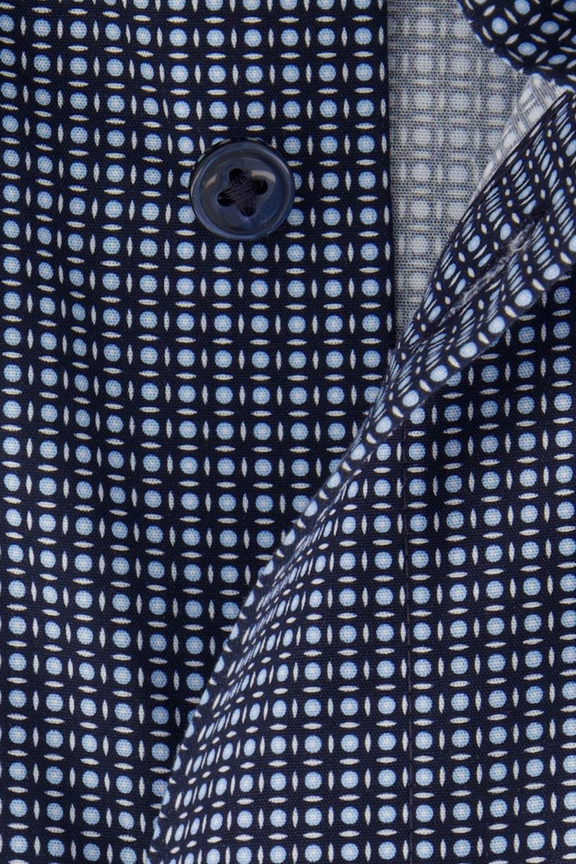 Mouwlengte 7 Olymp overhemd normale fit donkerblauw geprint 100% katoen