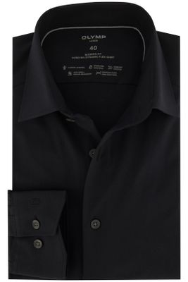 Olymp Olymp business overhemd Luxor Modern Fit zwart effen katoen normale fit strijkvrij