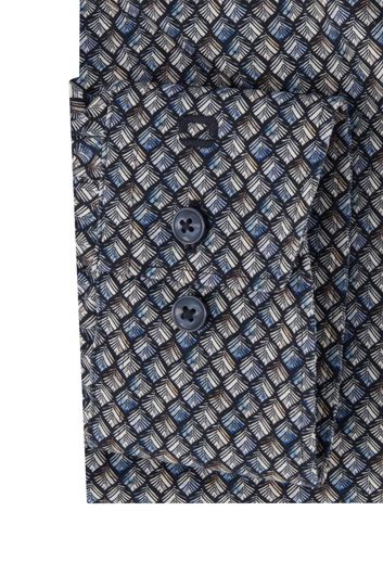 casual overhemd Olymp Luxor Modern Fit blauw geprint katoen normale fit 