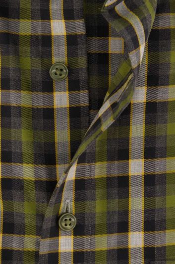 Olymp business overhemd normale fit groen geruit katoen