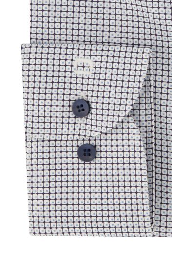 Olymp business overhemd 24 seven Level Five extra slim fit blauw wit geprint 