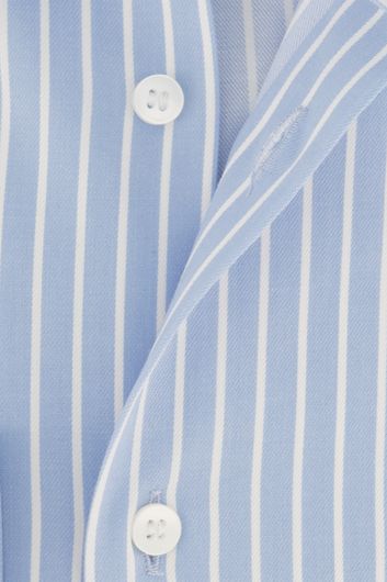 business overhemd Olymp lichtblauw gestreept katoen slim fit 