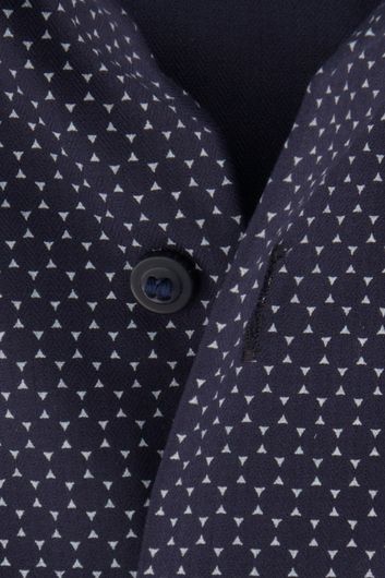 business overhemd Olymp donkerblauw geprint katoen slim fit 