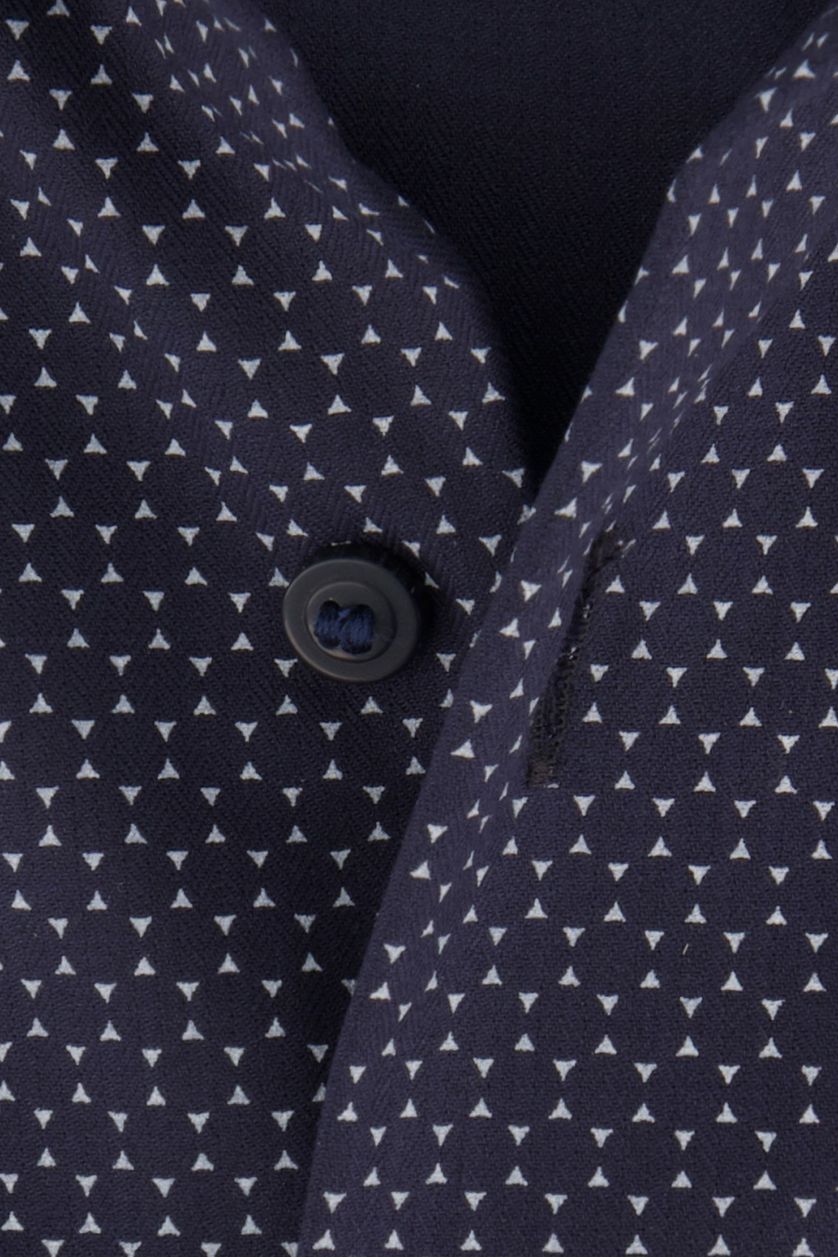 Olymp business overhemd donkerblauw geprint katoen slim fit