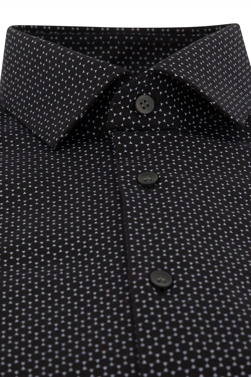 Olymp casual overhemd Level Five zwart geprint katoen extra slim fit wide spread