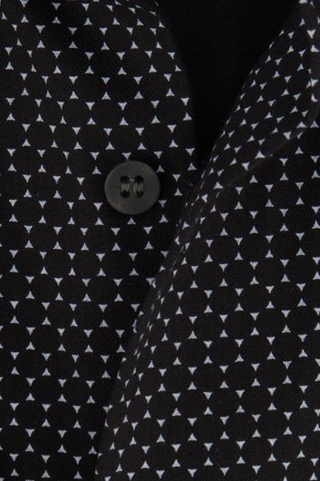Olymp casual overhemd Level Five extra slim fit zwart lichtblauw geprint katoen
