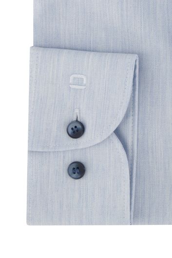 Olymp business overhemd Level Five extra slim fit lichtblauw effen katoen contrast knopen