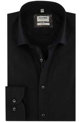 Olymp Olymp business overhemd Level Five zwart met zwarte knopen extra slim fit