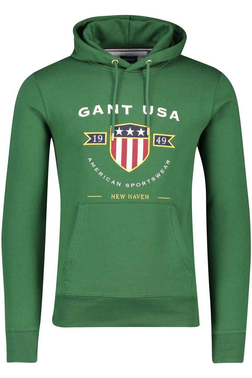 Gant hoodie groen geprint katoen