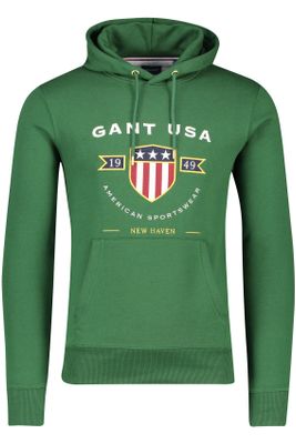 Gant Gant sweater hoodie groen geprint katoen met capuchon