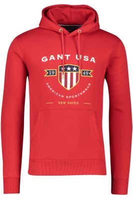 Gant Geprinte Gant sweater rood katoen hoodie 