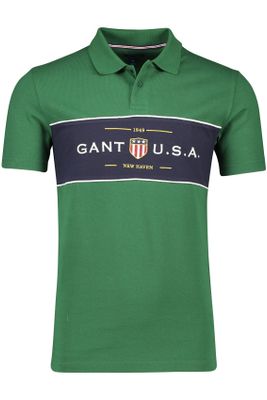 Gant Gant polo groen geprint katoen normale fit met groot opdruk logo