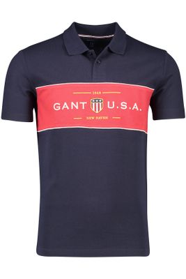 Gant Gant polo normale fit donkerblauw geprint katoen