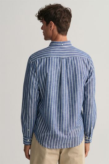 Gant casual overhemd normale fit blauw gestreept katoen