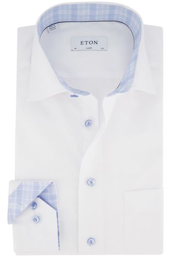 Eton business overhemd normale fit wit effen katoen met borstzak