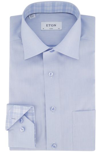 Classic fit Eton overhemd lichtblauw effen katoen