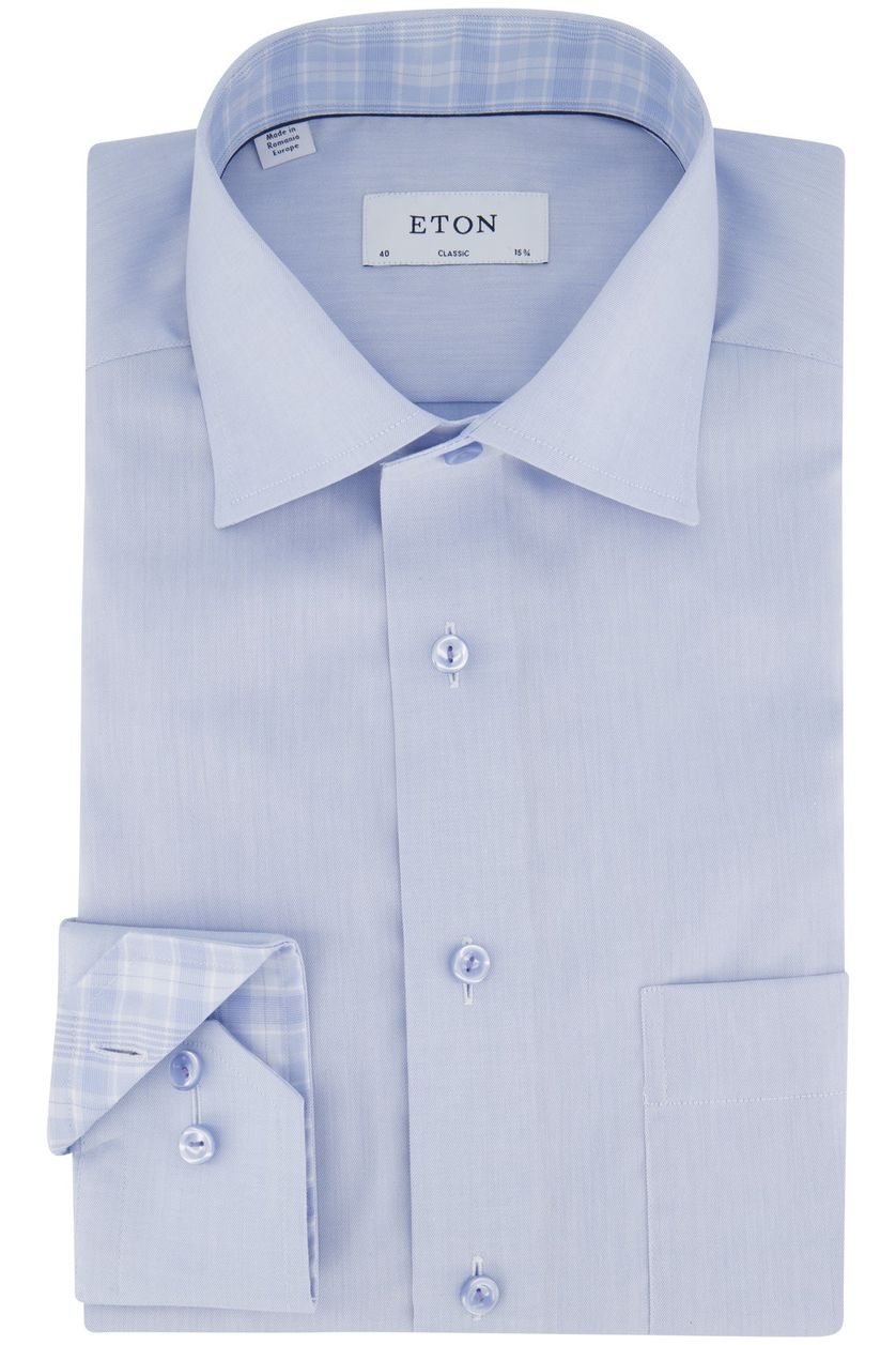 Eton business overhemd lichtblauw effen katoen Classic Fit
