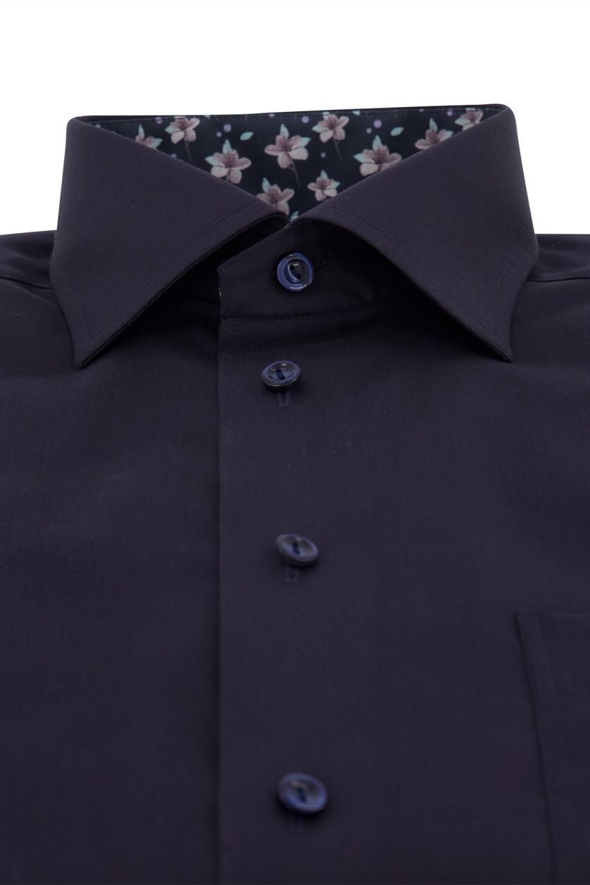 Eton business overhemd bloemen detail donkerblauw effen katoen normale fit