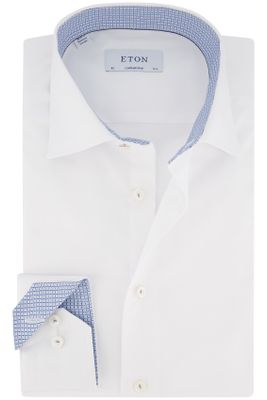 Eton Eton business overhemd Contemporary Fit normale fit wit effen katoen geprinte kraag 