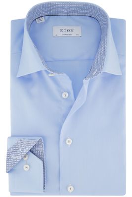 Eton Eton business overhemd Contemporary Fit normale fit blauw effen katoen witte knopen