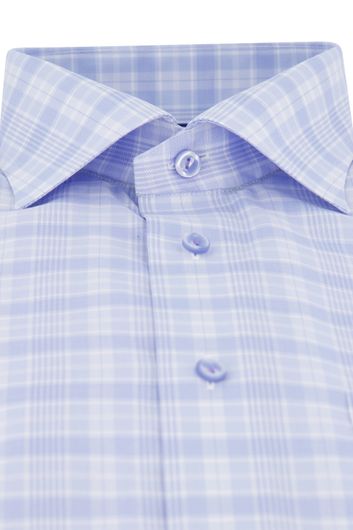 Eton business overhemd wijde fit blauw geruit katoen borstzak