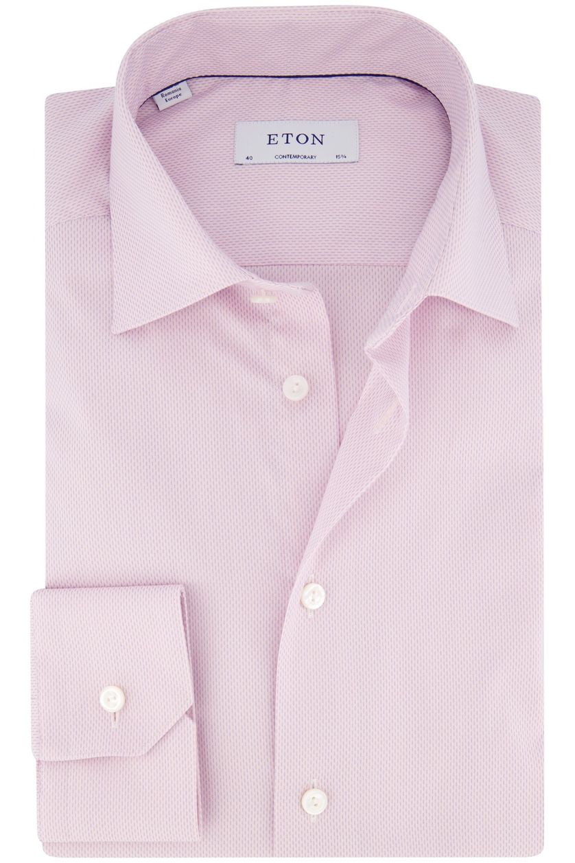 Eton business overhemd normale fit roze effen katoen wide spread