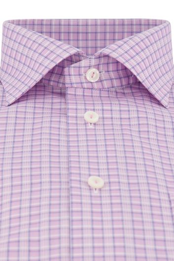 Eton business overhemd Classic Fit normale fit roze geruit 100% katoen