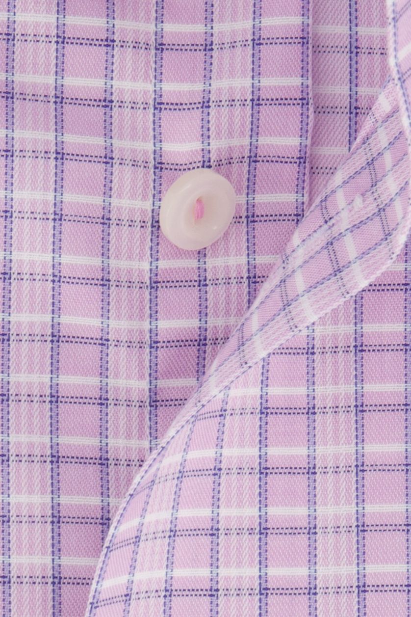 Eton business overhemd Classic Fit roze geruit katoen normale fit met borstzak 