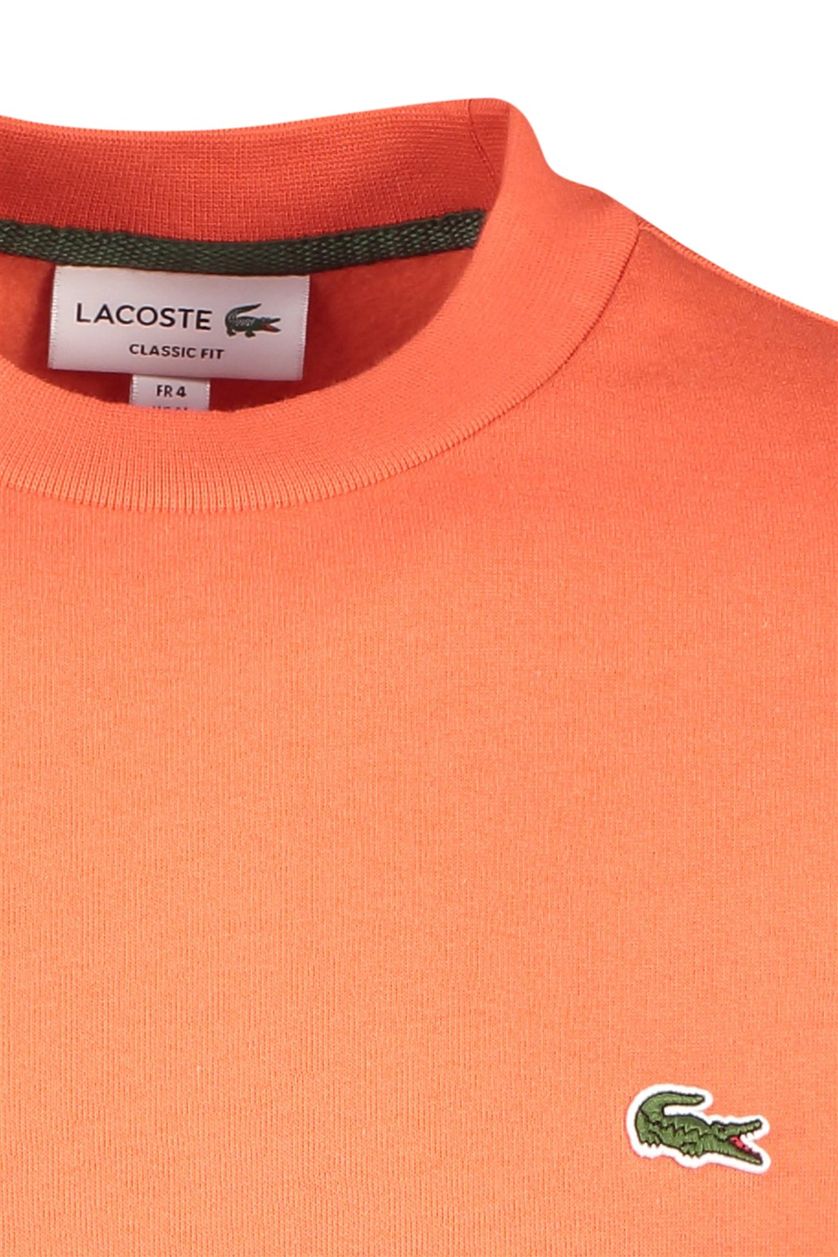Lacoste sweater oranje effen katoen ronde hals 