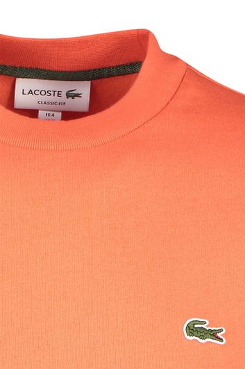 sweater Lacoste oranje effen katoen ronde hals 