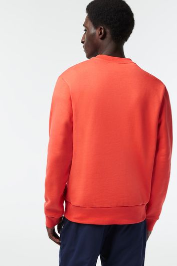sweater Lacoste oranje effen katoen ronde hals 