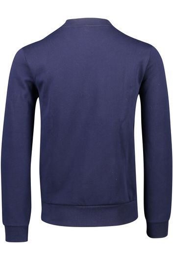 sweater Lacoste donkerblauw effen katoen ronde hals 