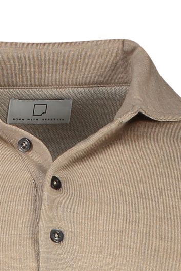 polo Born With Appetite beige effen normale fit