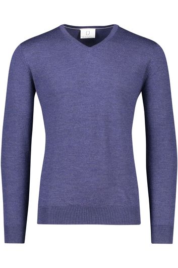 Born With Appetite trui v-hals pull over donkerblauw effen merinowol