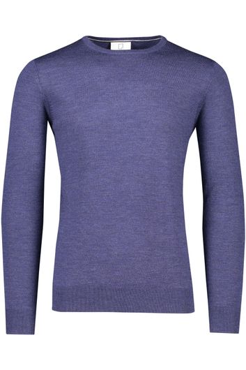 Born With Appetite trui ronde hals donkerblauw pull over effen merinowol