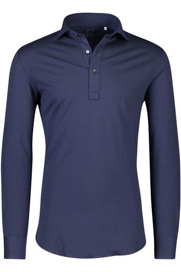 polo Born With Appetite blauw effen katoen normale fit