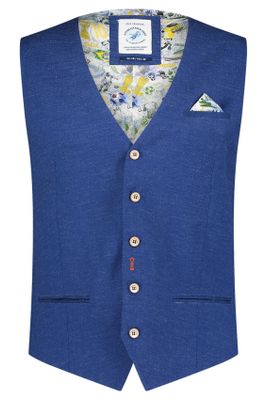A Fish Named Fred A Fish Named Fred gilet blauw effen slim fit stretch