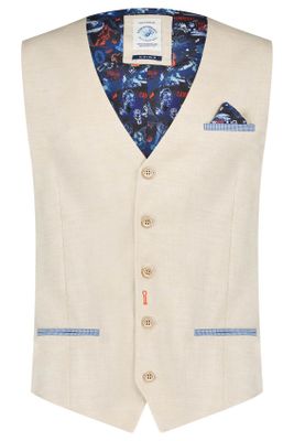 A Fish Named Fred gilet A Fish Named Fred katoen slim fit beige geruit