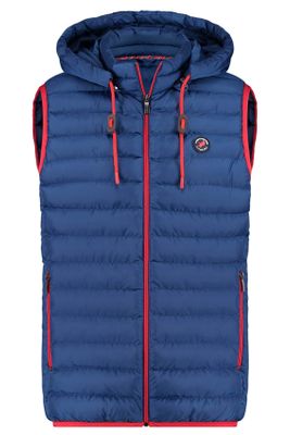 A Fish Named Fred A Fish Named Fred bodywarmer donkerblauw slim fit effen rits met capuchon